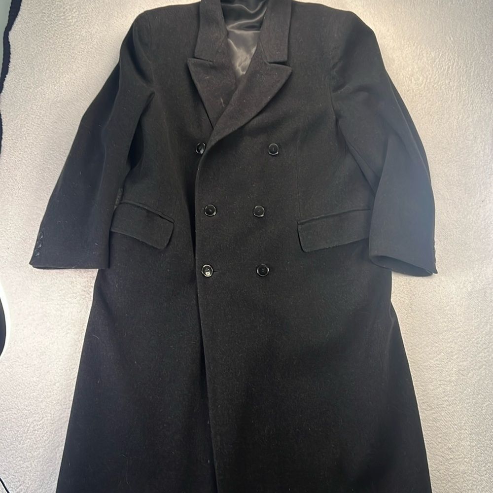 Trade Mark Vintage Long Trench Coat Wool Cashmere Blend Size 44R